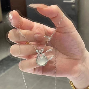 Flower Pendant Necklace <b>With</b> Translucent White Chalcedony Zircon Stones Bezel Setting Everyday Wear - Product Image 2