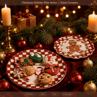 Assiettes et tasses en porcelaine écologiques de 8 pouces, série Noël personnalisée, modernes et durables, cadeaux d'affaires LOMATO, logo personnalisé