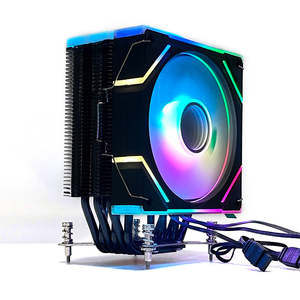 QiuzAim RGB CPU Cooler 6 Heat Pipes 120mm PWM Fan 160W TDP 20dB ARGB Sync Universal <b>Bracket</b> for LGA Processors Processors - Product Image 2