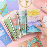 Peinture à l'huile fine Design imprimé A6 couverture de liant en PVC Transparent feuilles mobiles Journal Journal cahier classeur planificateur pour les étudiants