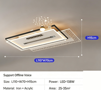 Lampu Kipas Plafon LED Akrilik Besi Modern untuk Seluruh Rumah, Remote Control, Kamar Tidur, Ruang Tamu, Motor AC, Dapat Diredupkan, 220V
