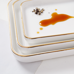 Assiette en céramique blanche de qualité supérieure avec bordure dorée pour la maison, le café, le thé de l'après-midi, les collations, les desserts, les services quotidiens et la décoration de table décontractée - Product Image 5