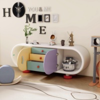 Meuble TV de salon en bois, style crème, design moderne, unité de rangement et de présentation