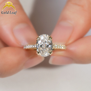 Compromiso de oro de 10K y 14K delicado personalizado con anillo de diámetro de laboratorio ovalado de 0,3 CT a 2,5 CT DEF CVD HPHT - Product Image 2
