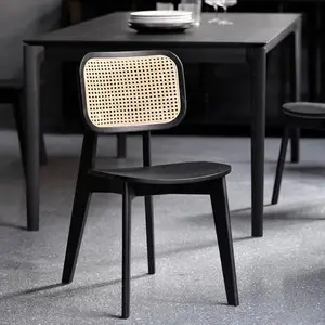 Wohnzimmer hölzern schwarz Rattan nordisch Rattan-Stuhl modern Bankett Zuckerrohr Restaurant Cafe Rattan Esszimmer-Stuhl