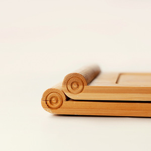 Bandeja de Té en Forma de Pergamino de Bambú, Mini Bandeja Rectangular de Madera Maciza para Servir Té, Estilo Simple, Juego de Té Japonés - Product Image 4