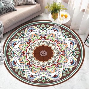 <span class=keywords><strong>Tapis</strong></span> <span class=keywords><strong>rond</strong></span> vintage en tissu touffeté circulaire <span class=keywords><strong>beige</strong></span> - Product Image 4