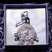 Broche de luxe XILIANGFEIZI en cristal bleu, motif ballerine, bijoux en or pour femme, prix de gros bas