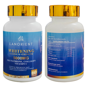 Organic Vegan Vitamin C Colágeno Skin Whitening glutationa cápsulas para mulheres