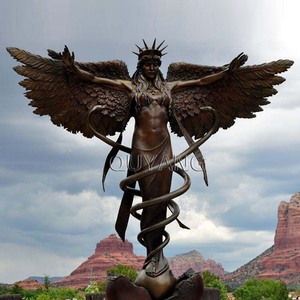 Decoración Personalizada para Entrada de Hospital, Estatua de Ángel Caduceo de Bronce de Tamaño Real, Escultura de Símbolo Médico con Alas - Product Image 2