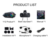 Auriculares para Casco de Motocicleta Y12, Sistema de Audio para Conducir con Altavoz de Bajos de 40 mm, Auriculares para Casco de Bicicleta y Bicicleta Eléctrica con Resistencia al Agua IP56