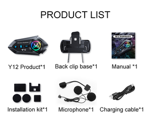 Y12ชุดหูฟังแบบแฮนด์ฟรีระบบการสื่อสารชุดหูฟังหมวกกันน็อคไร้สายกันน้ำอุปกรณ์เสริมสำหรับรถจักรยานยนต์ - Product Image 6