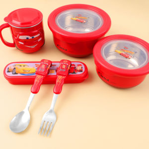 Juego de Cubiertos Infantiles <span class=keywords><strong>Disney</strong></span> de 6 Piezas, Diseño de Dibujos Animados, Utensilios de Acero Inoxidable con Material de Silicona de Grado Alimenticio - Product Image 1