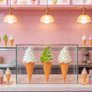 17cm Plastic Eco-Friendly Ice Cream Set Three Pieces White Matcha Mixed Soft Swirl Vanilla Model Realistic Food Simulation Shop - Product Image 6