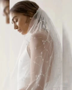 Croissant incurvé ivoire dentelle broderie à la main bricolage <span class=keywords><strong>voile</strong></span> de mariage matériel pour vêtements jupe décoration maille tissu Animal - Product Image 2