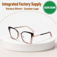 Lunettes de vue pour femmes, monture complète œil de chat, monture en métal PC, anti-lumière bleue, verres transparents, vente en gros, couleurs mélangées disponibles