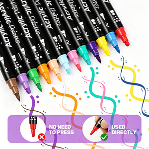 Pennarelli Acrilici OEM a Doppia <span class=keywords><strong>Punta</strong></span>, <span class=keywords><strong>Punta</strong></span> a Pennello e <span class=keywords><strong>Punta</strong></span> Fine, per Pittura, Graffiti e Forniture Artistiche - Product Image 3