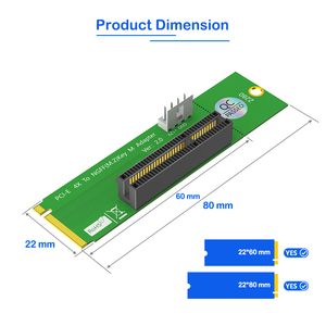 PCIe 4X <span class=keywords><strong>M</strong></span>.2 Key <span class=keywords><strong>M</strong></span> Adaptörü, Masaüstü/Dizüstü Bilgisayarlar için 22x60/80mm 12V Güç Girişi 1X/4X/8X/16X Riser Kartları (GPU/Ekran Kartı) 8GB/s'yi destekler. - Product Image 3