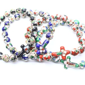 Handmade Cloisonn Beaded <b>Bracelets</b> With Cross Design Multicolor Elastic Cords For Gift Fashion Jewelry - Product Image 5