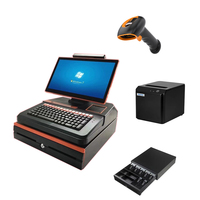 POS-терминал RUINAI 15,6 дюйма, черный, с Windows/Android, клавиатурой, денежным ящиком, встроенным принтером, все в одном