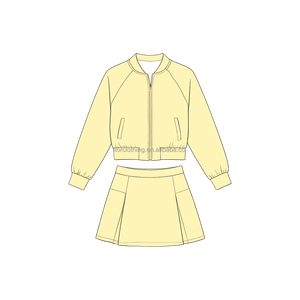 Ensemble de vêtements de sport pour filles, veste à fermeture éclair à manches longues et jupe plissée évasée pour l'école, design personnalisé - Product Image 2