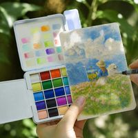 Ensemble de peinture à l'aquarelle solide miniature portable de 20 couleurs, kit d'art de voyage compact, ensembles de peinture avec pinceau pour étudiants