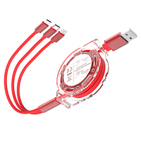 Câble de chargeur USB rétractable universel 3 en 1, personnalisable avec votre Logo, Multiple, 3 en 1, 18 pièces