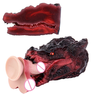 Masturbadores con Diseño de Cabeza de Dragón para Hombres, <span class=keywords><strong>Muñeca</strong></span> de Silicona con Canal Vaginal y Bolsillo para Pene, con Diseño de Fantasía - Product Image 1