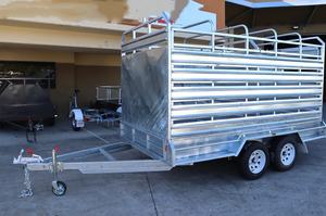Remolque de ganado galvanizado de 10*6 pies, remolque de ganado con freno eléctrico con puerta corredera, remolque de <span class=keywords><strong>jaula</strong></span> de ganado en tándem - Product Image 5