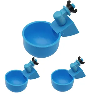 Automatic Blue Chicken Water Bowl Plastic Chicken Feeder and Drinker with Black Screw