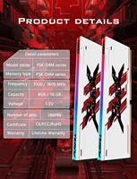 Memoria RAM PUSKILL DDR4 RGB 3200MHz 3600MHz 8GB 16GB UDIMM para Computadora, RAM para Juegos con Barra de Luz Radiadora CL16 CL18