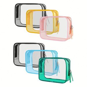 Customized <b>Transparent</b> Waterproof Make up <b>Bag</b> Portable PVC Plastic Cosmetic <b>Makeup</b> Zipper for Vacation Travel - Product Image 1