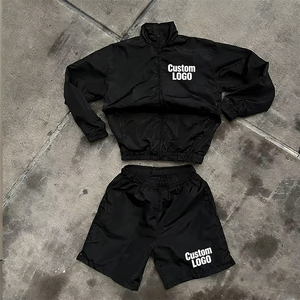 Tuta da Corsa Personalizzata con Zip in Nylon, Giacca e Pantaloncini Sportivi <span class=keywords><strong>Impermeabili</strong></span> e Antivento per Uomo - Product Image 1