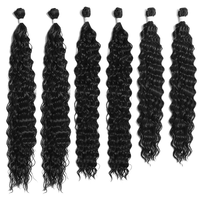 Tissage de Cheveux Synthétiques en Gros Couleur Noire Fibre Résistante à la Chaleur Onde Ondulée 260g Paquet Extensions de Cheveux 30 Pouces