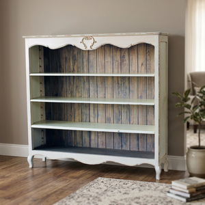 Modern White Distressed Open Solid Wood Bookshelves Living Room Bedroom Home Office Storage Multi-functional <b>Extendable</b> - Product Image 3