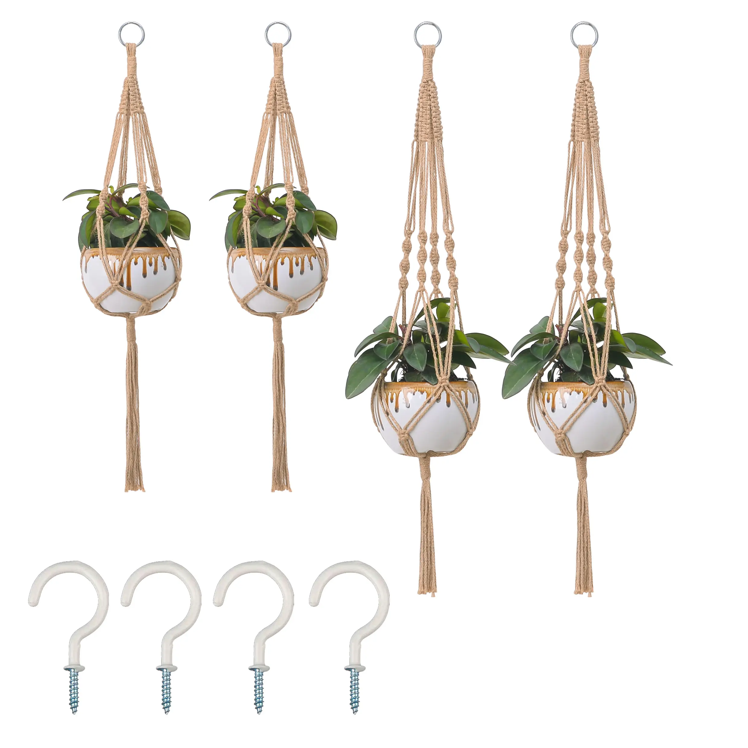 Macrame cabide de planta artesanal, corda de juta 100%, decoração externa para sua casa, feita à mão, vaso de flores, boêmio