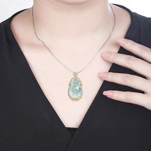 Colgante de Jade Natural de Myanmar, el Dios de la Riqueza, con Incrustaciones de Plata S925, Accesorio de Moda para Mujer, con Certificado de Tasación D135 - Product Image 4