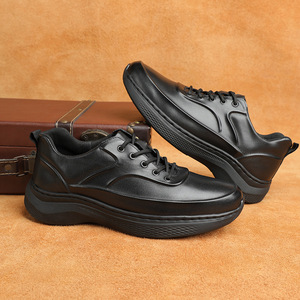 Chaussures habillées pour hommes AIBUOIS à bout rond, en cuir véritable, à lacets, confortables pour le bureau et la carrière, semelle extérieure en caoutchouc, style solide - Product Image 2