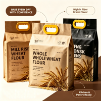 Sachet Doypack avec poignée, scellé sur 8 côtés, pour emballage de céréales et farine, qualité alimentaire pour poudre de riz, impression et dimensions personnalisables