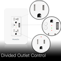 Prise de courant WiFi intelligente usb résistante aux intempéries, 2 prises de courant 15 Amp contrôle divisé, Smart Life/Tuya APP minuterie à distance et contruction