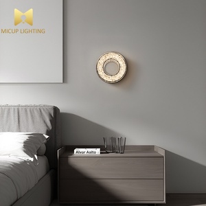 Lampe <span class=keywords><strong>murale</strong></span> LED ronde en résine de style nordique minimaliste, pour couloir, chevet, fond mural, décoration artistique post-moderne créative - Product Image 2