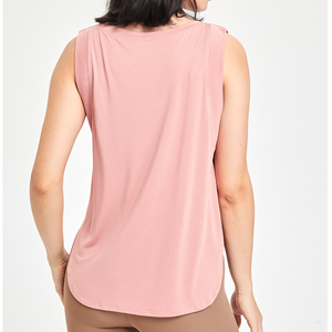 Chaleco deportivo sin mangas para mujer, ligero, con abertura lateral y bajo curvo, holgado, para yoga, correr y entrenamiento, venta al por mayor - Product Image 5