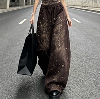F349/FANMAJIALIE Celana Jeans Wanita Trendy Berlian Gaya Fashion Jalanan dengan Sentuhan Kerajinan Berat Celana Denim Wanita