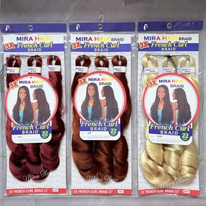 हॉट सेल 3x फ्रेंच कर्ल ब्रेडिंग हेयर पैक 22 इंच फ्रेंच एंड कर्ल पोनीटेल सर्पिल कर्ली ब्रेड ढीली लहर सिंथेटिक बंडल - Product Image 1