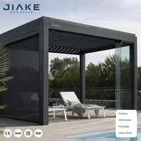 Pergola moderne Jiake avec écran d'intimité et quincaillerie en aluminium, pavillon de jardin pour terrasse de piscine et espace lounge