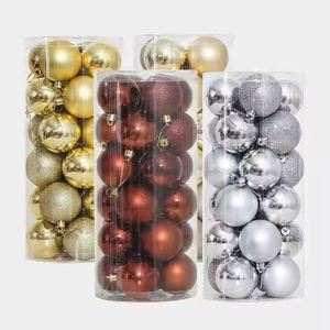 Nouvelles décorations d'arbre en plastique de 6 cm, ensemble de 24 boules colorées, ornements de Noël, boules suspendues - Product Image 3