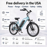 Vélo Électrique de Banlieue 24 pouces 500W 48V 7.8AH avec Écran LCD, 3 Modes de Conduite, Dérailleur 7 Vitesses – Expédition Gratuite depuis l'Entrepôt Local aux États-Unis