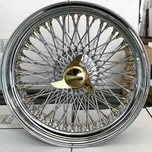 Jantes à rayons 20x8, déport standard, 96 rayons, en acier doré, avec spinner à trois barres et adaptateur - Product Image 6