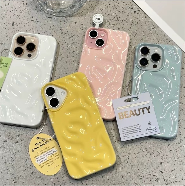 South Korean-Style Solid Lemon Yellow Cherry Blossom Pink Gentle Meteorite Pattern TPU Phone Case for iPhone
