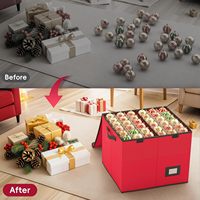 Grande boîte de rangement pour décorations de Noël avec couvercle à rabat, 144 compartiments pour boules de Noël, poignées renforcées, pour décorations de Noël